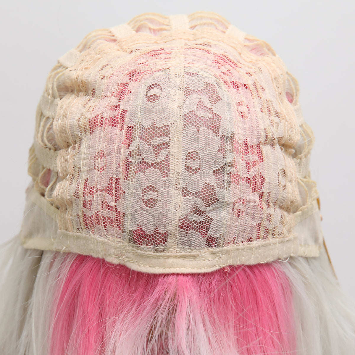 [Candyfloss] 24-inch Ombre Pink White Loose Wave with Bangs (Synthetic Wig)