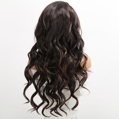 [Cocoa Curls] 28-inch Brown Loose Wave without Bangs (Synthetic Lace Front Wig)