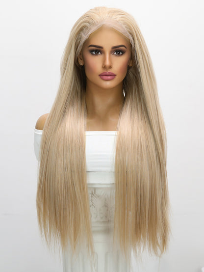 [Jocelyn] 32-inch Blonde Straight without Bangs (Synthetic Lace Front Wig)