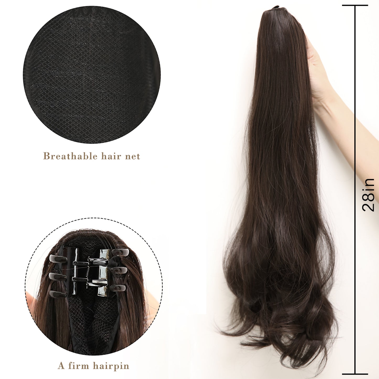 Brown Loose Wave 28 inch Ponytail (Synthetic)