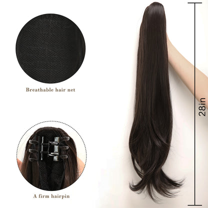 Brown Straight 28 inch Ponytail (Synthetic)