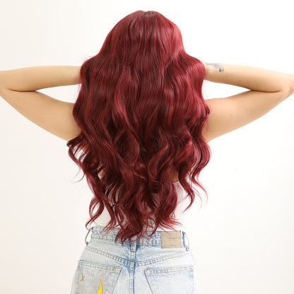 [Wine Country] 26-inch Red Loose Wave without Bangs (Synthetic Lace Front Wig)