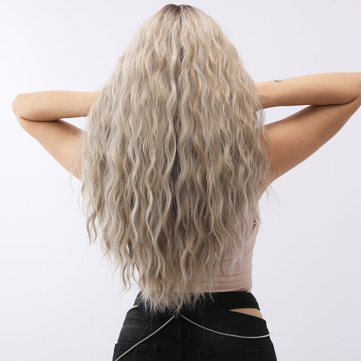 [The Starlet] 24-inch Ombre Grey Loose Wave without Bangs (Synthetic Lace Front Wig)