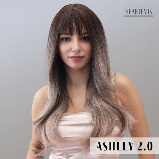 [Ashley 2.0] 26-inch Ombre Gray Loose Wave with Bangs (Synthetic Wig)