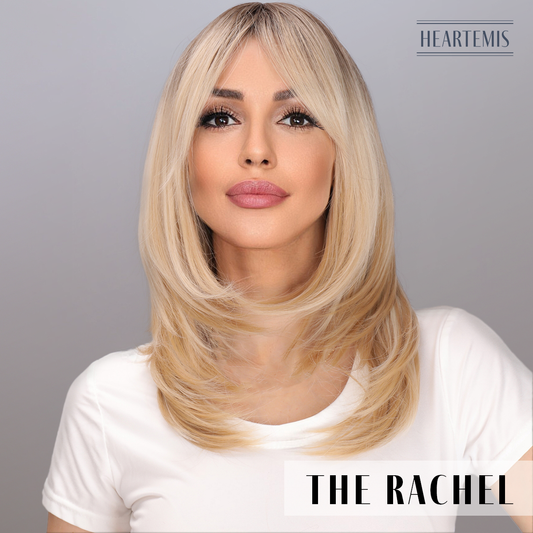 [The Rachel] 20-inch Ombre Gold Straight Bob with Bangs (Synthetic Wig)