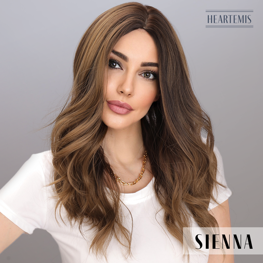 [Sienna] 22-inch Ombre Brown Loose Wave without Bangs (Synthetic Wig)