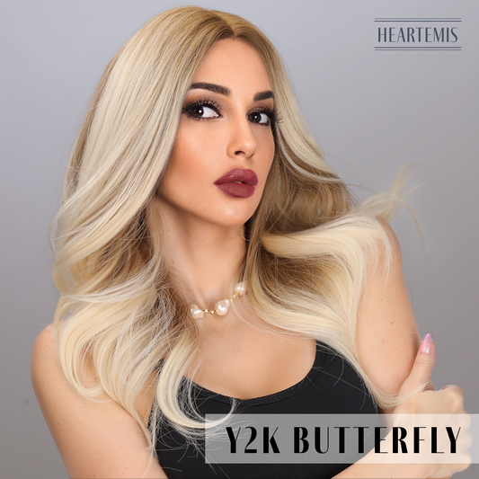 [Y2K Butterfly] 22-inch Ombre Gold Loose Wave without Bangs (Synthetic Wig)
