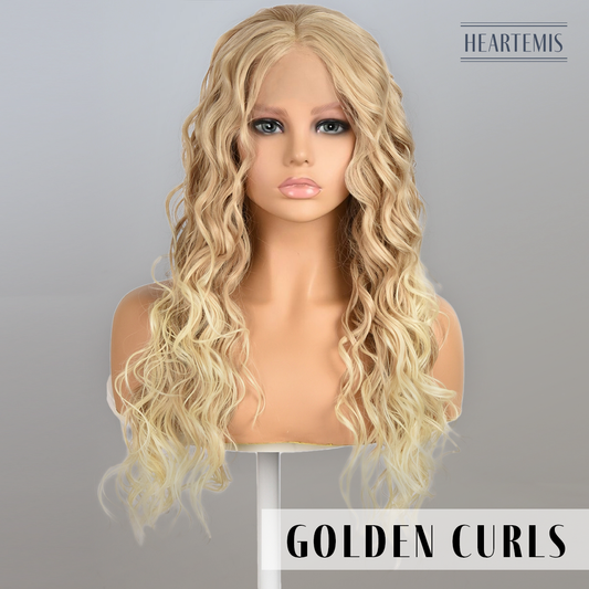 [Golden Curls] 26-inch Blonde Loose Wave without Bangs (Synthetic Lace Front Wig)