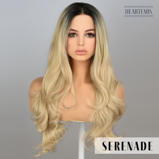[Serenade] 26-inch Ombre Blonde Loose Wave without Bangs (Synthetic Lace Front Wig)