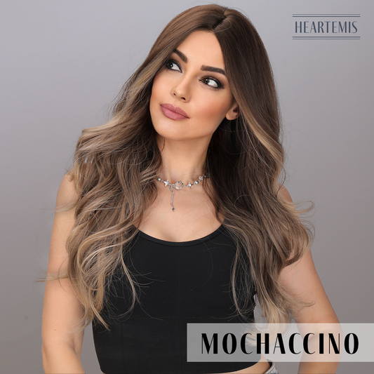 [Mochaccino] 26-inch Ombre Brown Loose Wave without Bangs (Synthetic Wig)