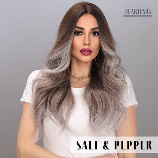 [Salt & Pepper Ombre] 26-inch Ombre Grey Loose Wave without Bangs (Synthetic Wig)