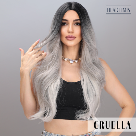 [Cruella] 30-Inch Ombre Grey Loose Wave Without Bangs (Synthetic Wig)