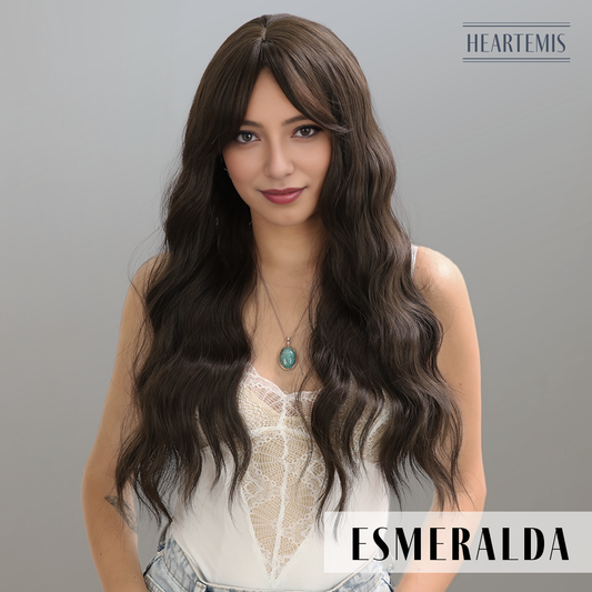 [Esmeralda] 26-inch Brown Loose Wave with Bangs (Synthetic Wig)