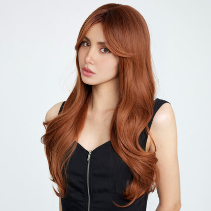 [Daphne] 26-inch Orange Loose Wave with Bangs (Synthetic Wig)
