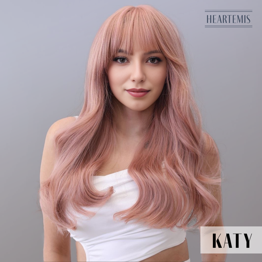 [Katy] 22-inch Rose Loose Wave with Bangs (Synthetic Wig)