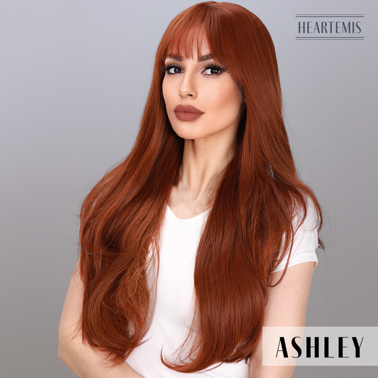 [Ashley] 26-inch Ombre Red Loose Wave with Bangs (Synthetic Wig)
