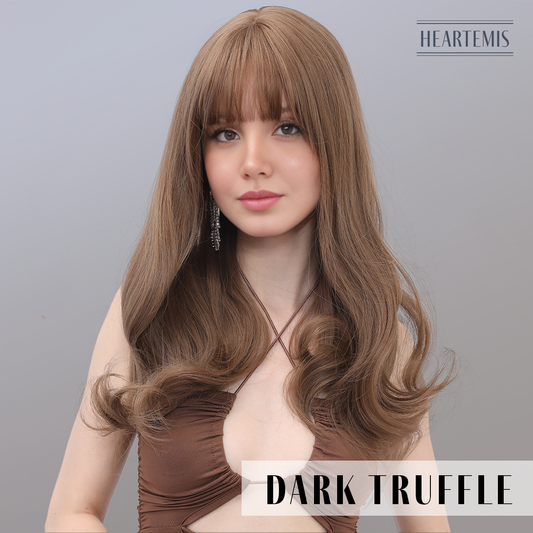 [Dark Truffle] 20-inch Brown Loose Wave with Bangs (Synthetic Wig)