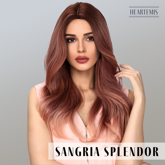 [Sangria Splendor] 24-inch Ombre Pink Loose Wave without Bangs (Synthetic Wig)