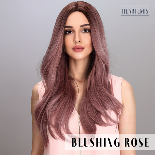 [Blushing Rose] 26-inch Ombre Pink Loose Wave without Bangs (Synthetic Wig)