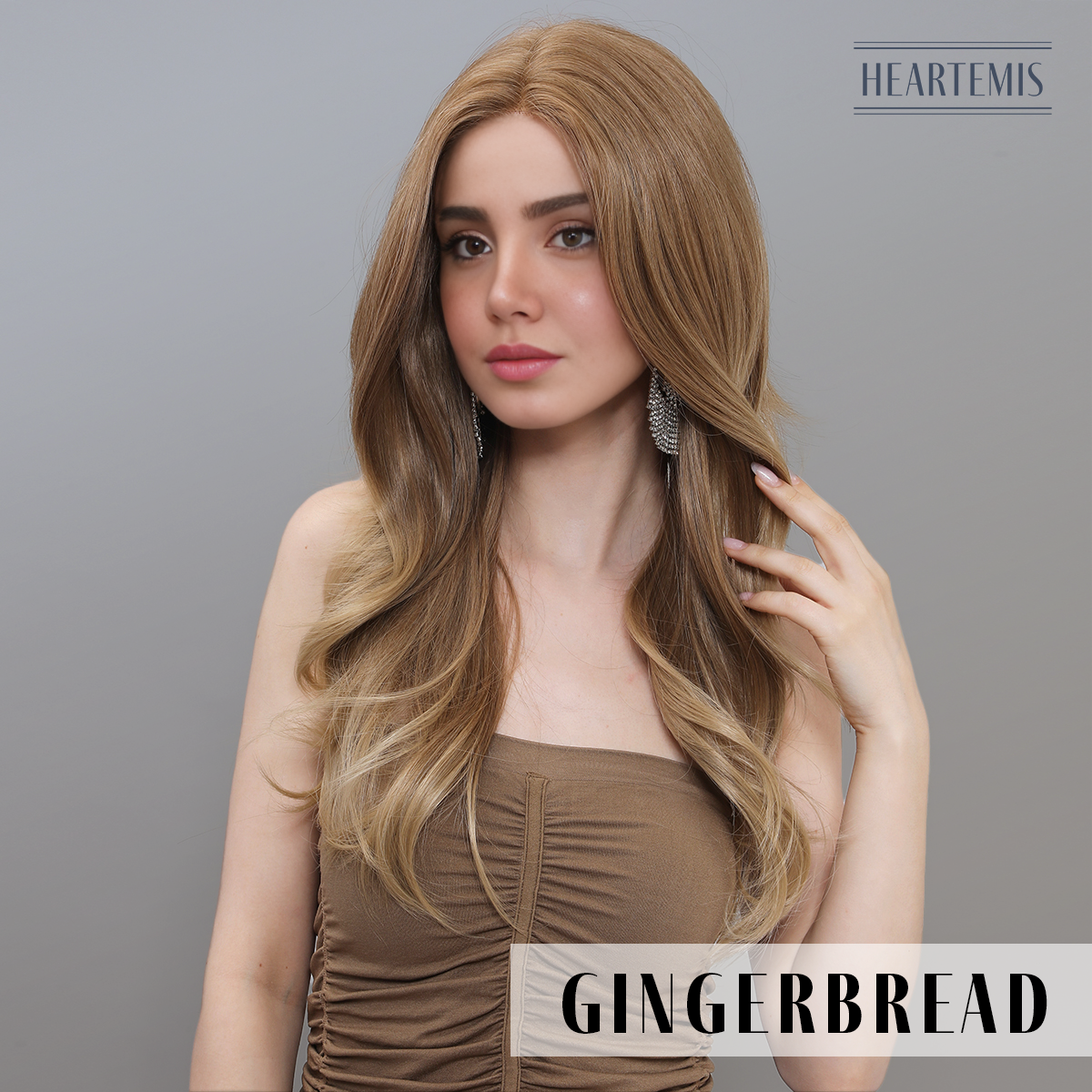 [Gingerbread] 24-inch Blonde Loose Wave without Bangs (Synthetic Lace Front Wig)