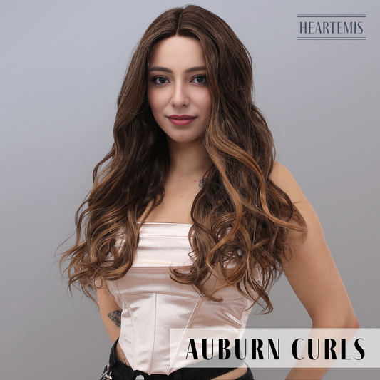 [Auburn Curls] 30-inch Ombre Brown Loose Wave without Bangs (Synthetic Lace Front Wig)