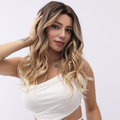 [Blonde Mirage] 30-inch Ombre Blonde Loose Wave without Bangs (Synthetic Lace Front Wig)
