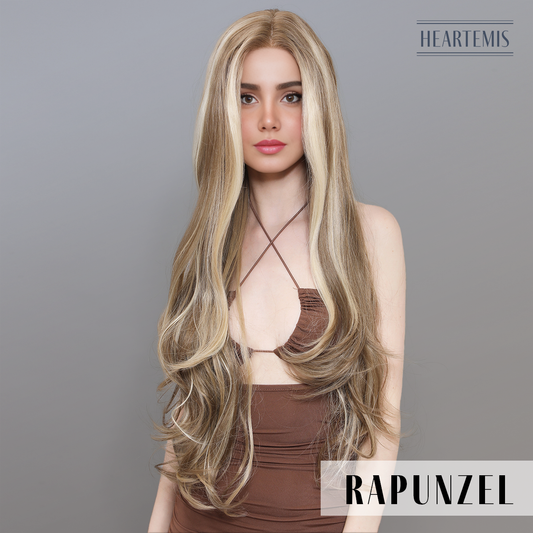 [Rapunzel] 30-inch Ombre Blonde White Gold Loose Wave without Bangs (Synthetic Lace Front Wig)