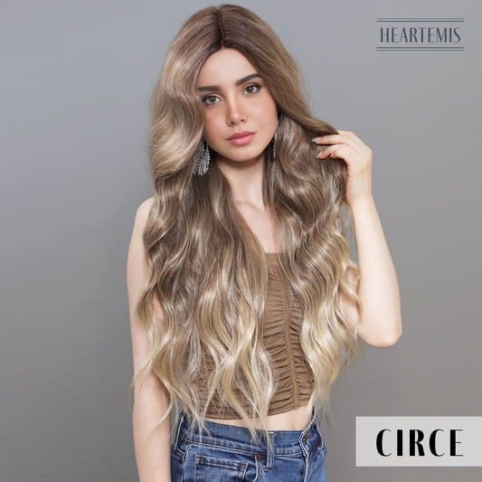 [Circe] 26-inch Ombre Dirty Blonde Loose Wave without Bangs (Synthetic Lace Front Wig)