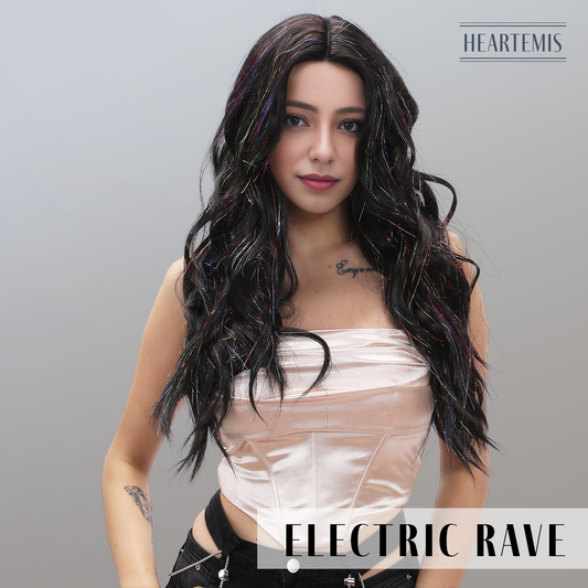 [Electric Rave] 26-inch Black Loose Wave without Bangs (Synthetic Lace Front Wig)
