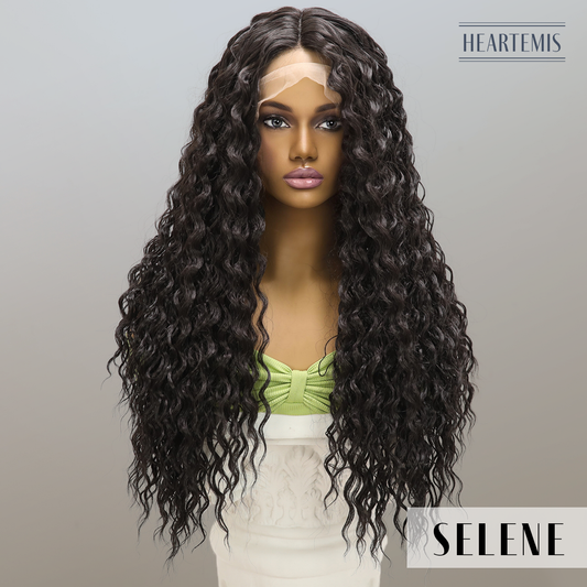 [Selene] 26-inch Brown Curly without Bangs (Synthetic Lace Front Wig)