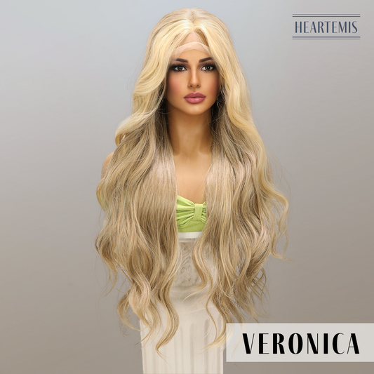 [Veronica] 30-inch Blonde Loose Wave without Bangs (Synthetic Lace Front Wig)