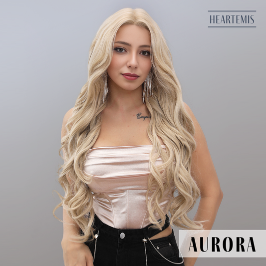 [Aurora] 28-inch Blonde Loose Wave without Bangs (Synthetic Lace Front Wig)