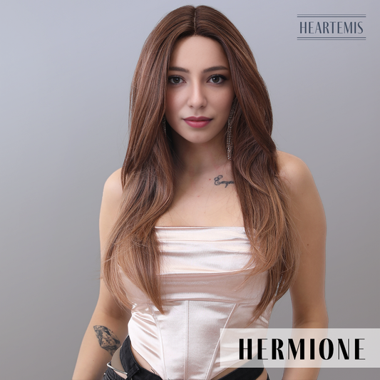 [Hermione] 22-inch Ombre Brown Loose Wave without Bangs (Synthetic Lace Front Wig)