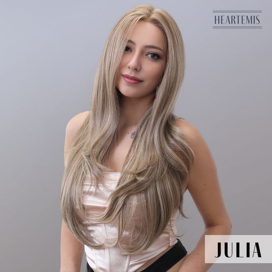 [Julia] 24-inch Light Brown Loose Wave without Bangs (Synthetic Lace Front Wig)