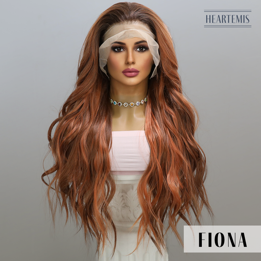 [Fiona] 30-inch Ombre Red Loose Wave with Bangs (Synthetic Lace Front Wig)