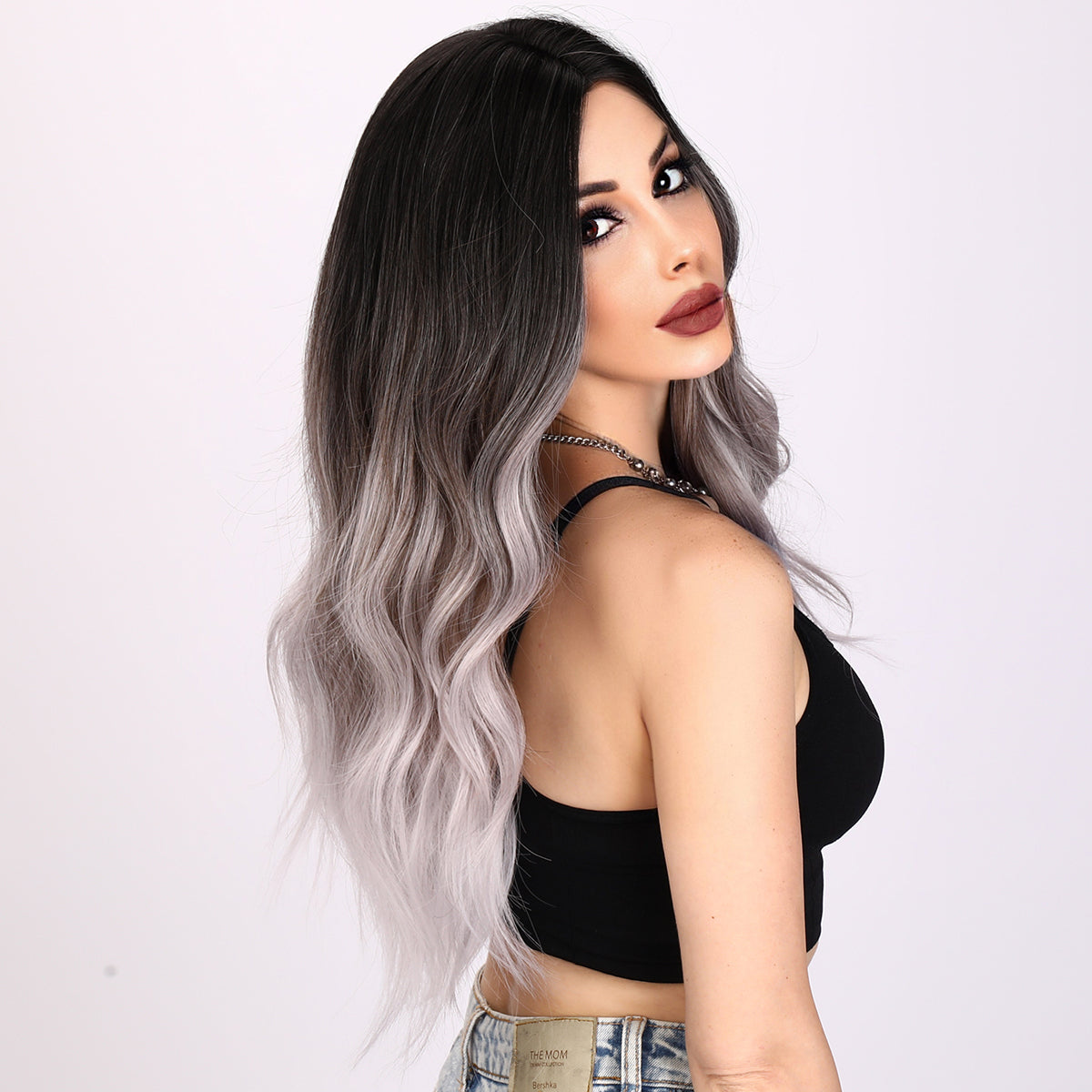 [Smokey Salt] 26-inch Ombre Grey Loose Wave without Bangs (Synthetic Wig)