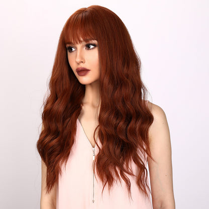 [Florence] 26-inch Ombre Orange Red Loose Wave with Bangs (Synthetic Wig)