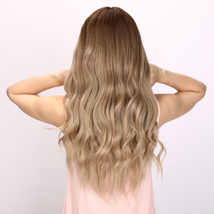 [Beverly] 26-inch Ombre Gold Loose Wave with Bangs (Synthetic Wig)