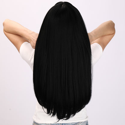 [Wednesday Addams] 24-inch Black Straight with Bangs (Synthetic Wig)