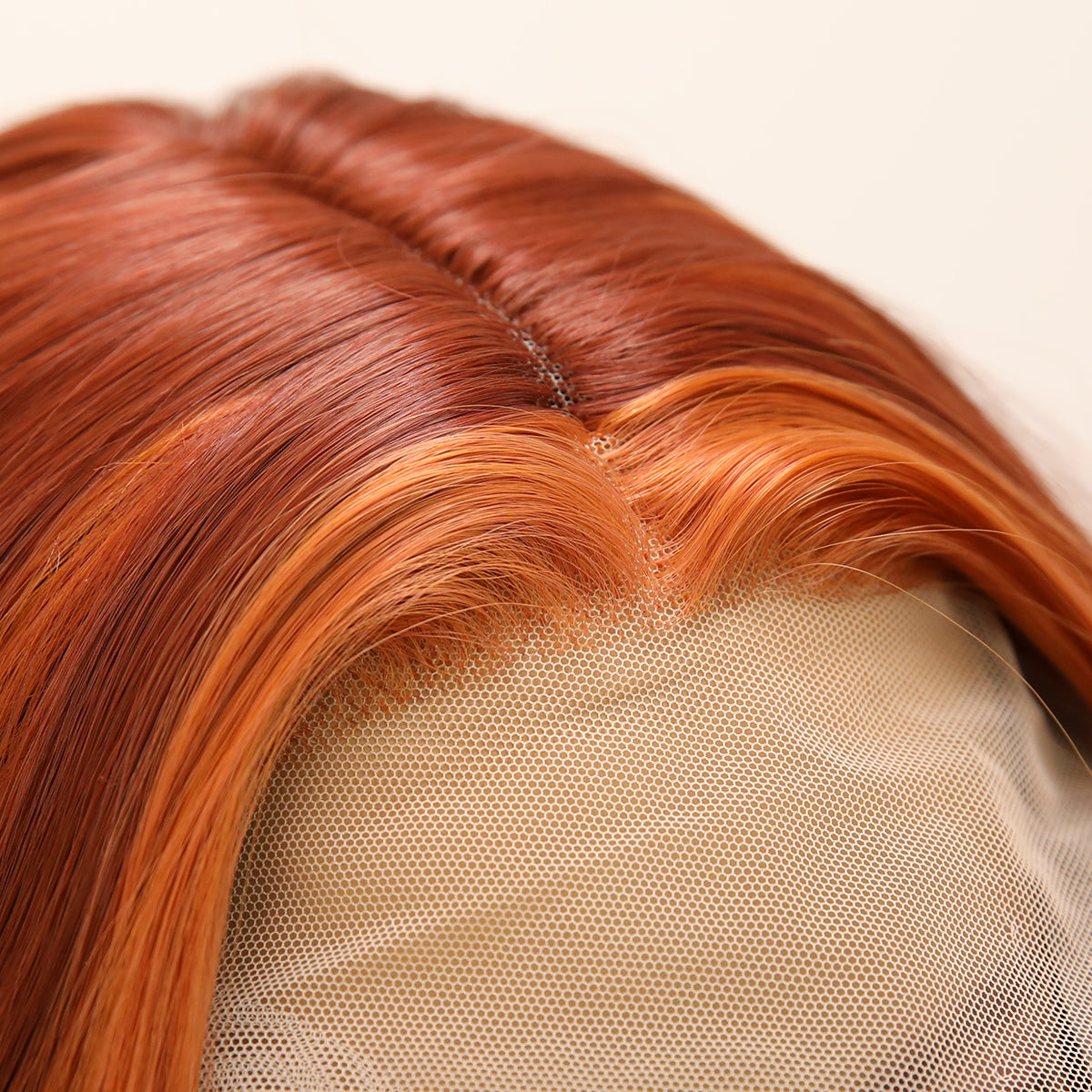 [Saffron] 30-inch Ombre Orange Loose Wave without Bangs (Synthetic Lace Front Wig)