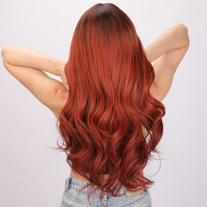 [Scarlet] 28-inch Ombre Red Loose Wave without Bangs (Synthetic Wig)