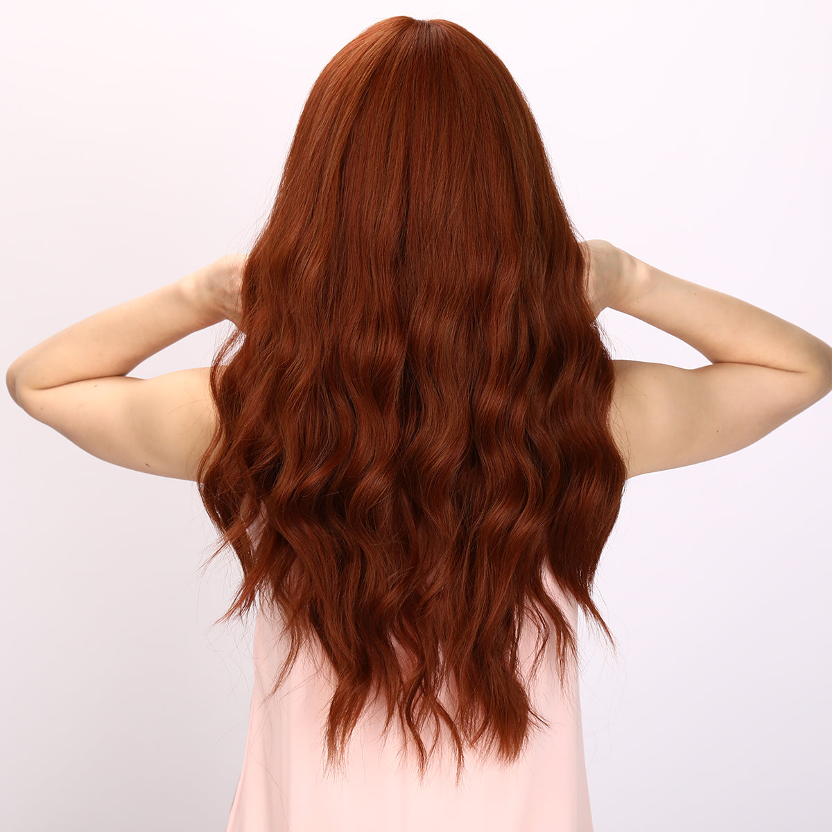[Florence] 26-inch Ombre Orange Red Loose Wave with Bangs (Synthetic Wig)