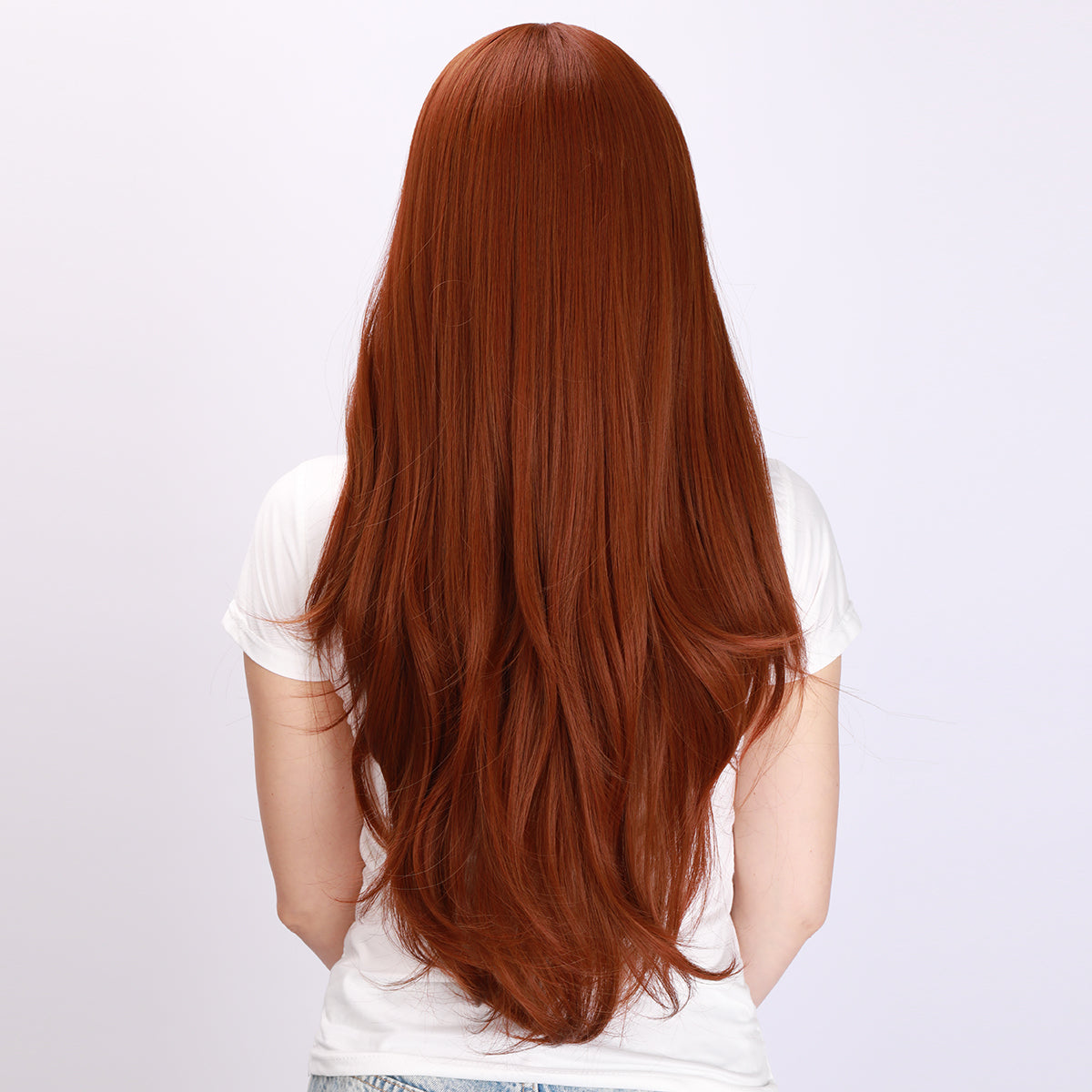 [Ashley] 26-inch Ombre Red Loose Wave with Bangs (Synthetic Wig)