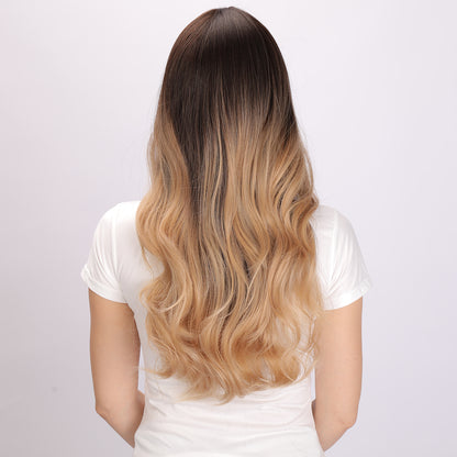 [Butterscotch Balayage] 26-inch Ombre Brown Loose Wave without Bangs (Synthetic Wig)