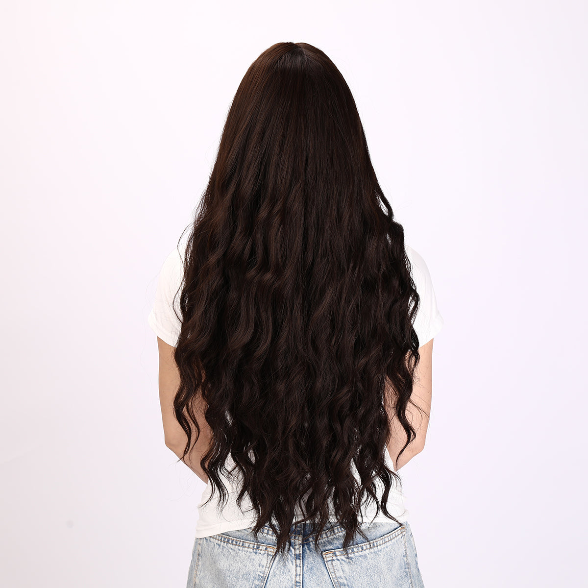 [Jasmine] 32-inch Brown Loose Wave without Bangs (Synthetic Wig)