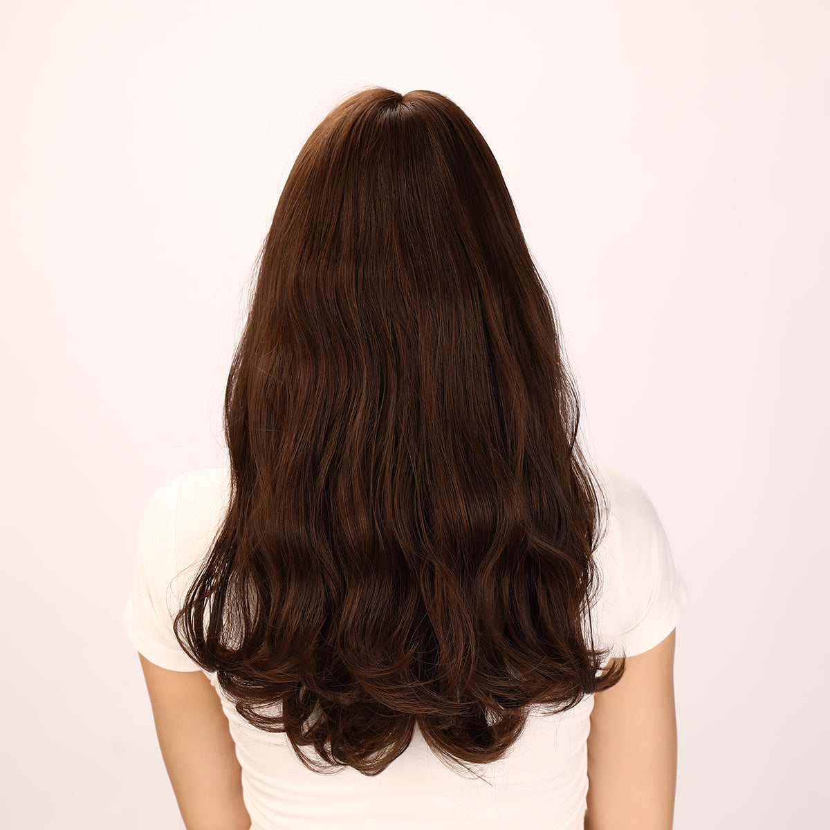 [French Chestnut] 22-inch Ombre Brown Loose Wave with Bangs (Synthetic Wig)