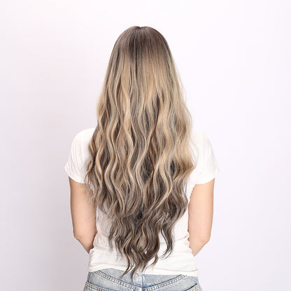[Dandelion] 30-inch Ombre Gold Brown Loose Wave without Bangs (Synthetic Wig)