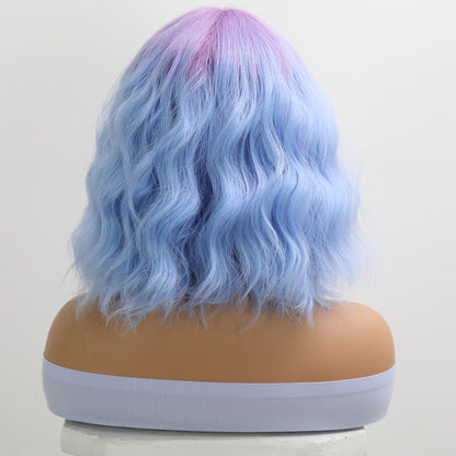 [Skye] 16-inch Ombre Blue Purple Loose Wave with Bangs (Synthetic Wig)