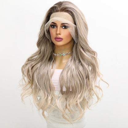 [Moonlit Mist] 28-inch Ombre Blonde Loose Wave without Bangs (Synthetic Lace Front Wig)