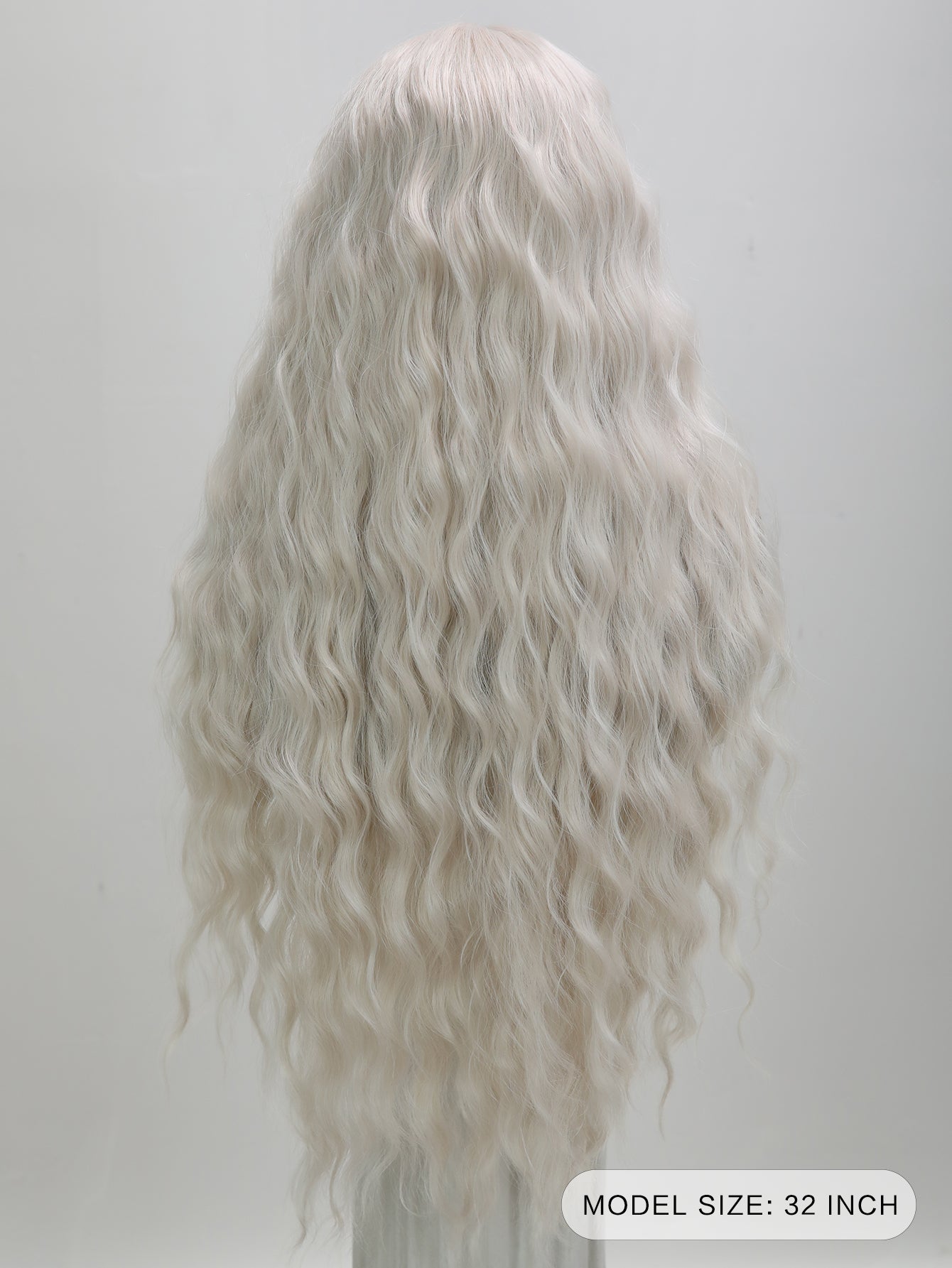 [Celestial Silver] 32-inch White Loose Wave without Bangs (Synthetic Lace Front Wig)